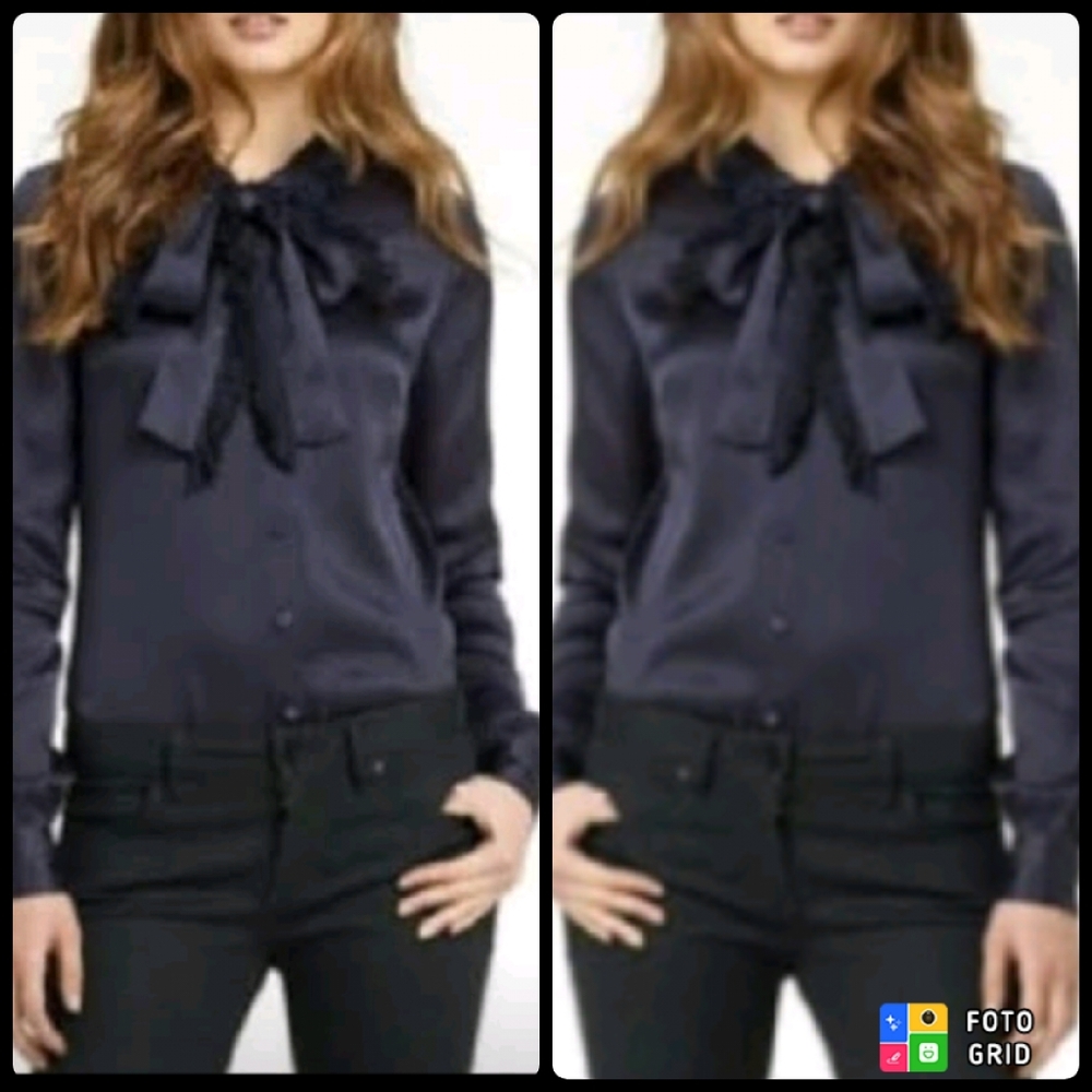 Tory Burch Silk Fringe Bow Blouse